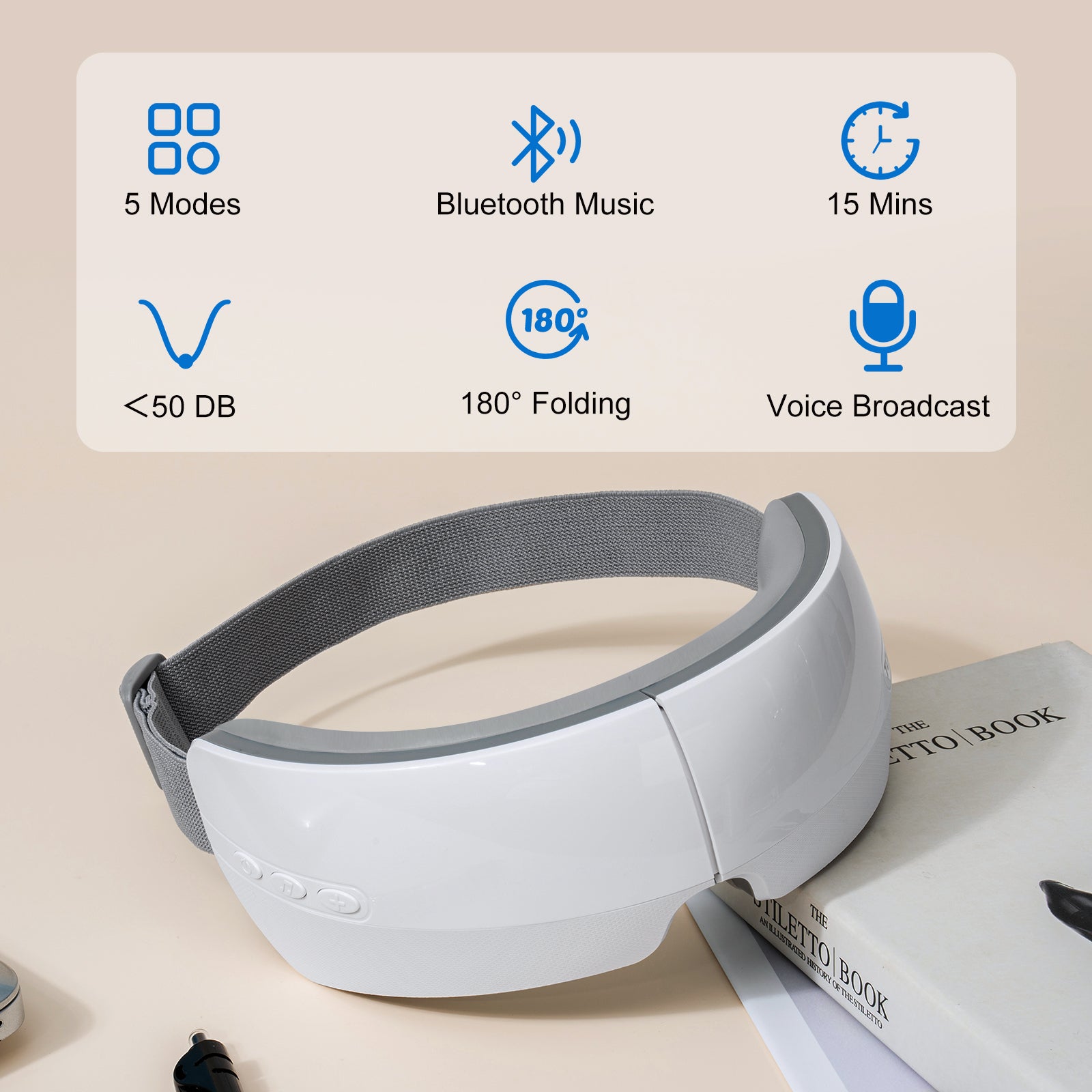 TOLOCO Eye Massager with Heat, Heated Eye Mask with Bluetooth Music for Migraines, Eye Massager for Relax and Improve Sleep, Reduce Eye Strain, Dark Circles, Dry Eyes, Birthday Gifts for Women/Men
