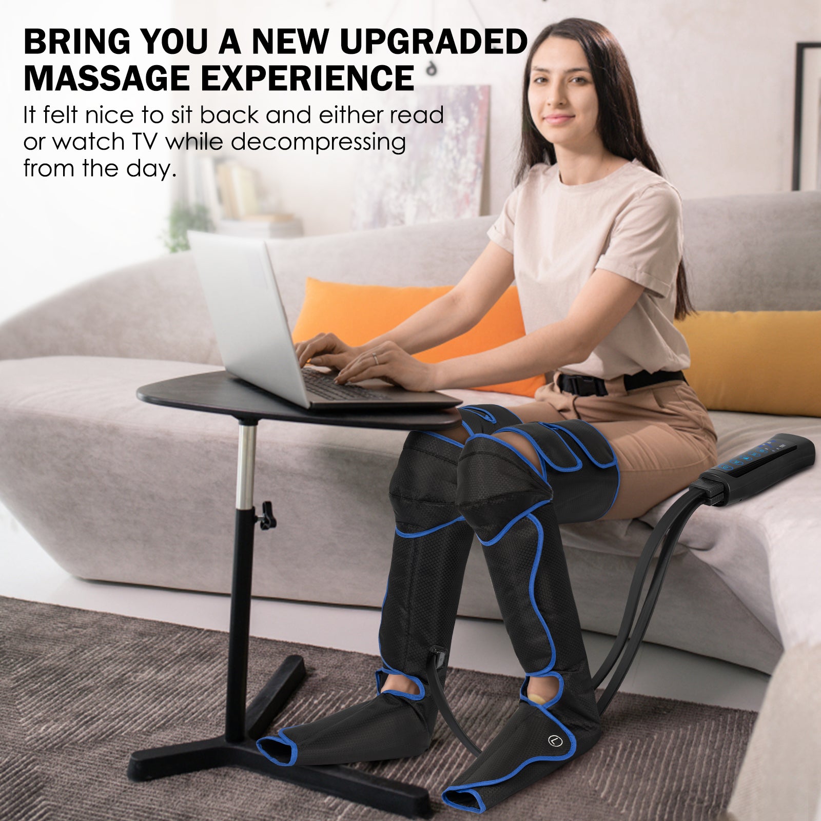TOLOCO Leg Massager, Leg Massager with Air Compression for Circulation, Relaxation and Pain Relief with 6 Modes 3 Vibration, Full Foot Massager For Thigh Calf Feet