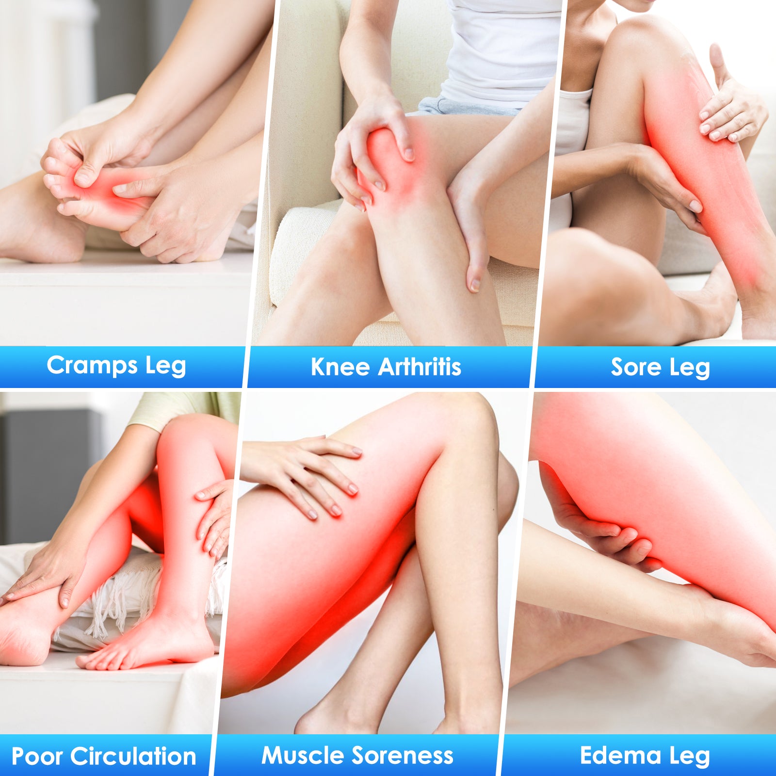 TOLOCO Leg Massager, Leg Massager with Air Compression for Circulation, Relaxation and Pain Relief with 6 Modes 3 Vibration, Full Foot Massager For Thigh Calf Feet