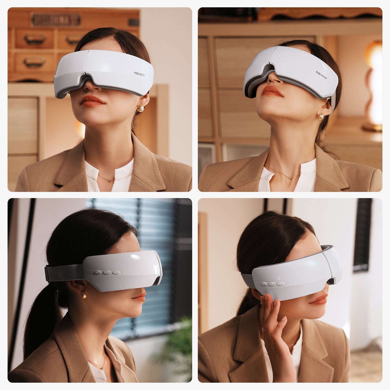TOLOCO Eye Massager with Heat, Heated Eye Mask with Bluetooth Music for Migraines, Eye Massager for Relax and Improve Sleep, Reduce Eye Strain, Dark Circles, Dry Eyes, Birthday Gifts for Women/Men